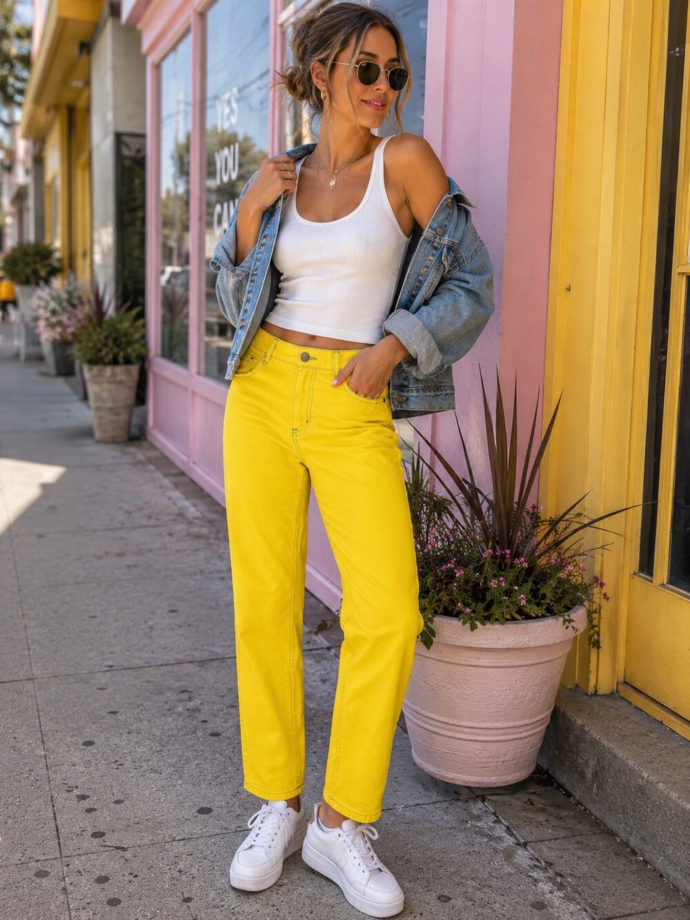 Bill Blass Jeanswear Bright Yellow Straight Leg Jeans Women's Size 8